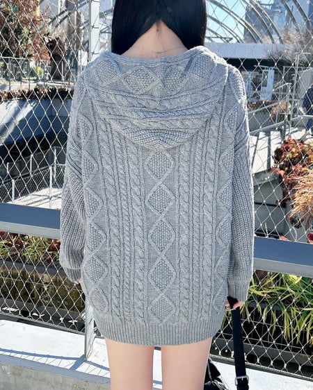 INGNI（イング） ケーブルビッグニットパーカー ｸﾞﾚｰ