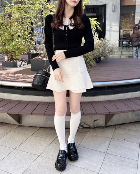 INGNI（イング） アシメ切替ツイードミニスカパン ｵﾌ/ﾂｲｰﾄﾞ