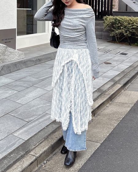 INGNI（イング） ギャザードレープトップス ﾗｲﾄｸﾞﾚｰ