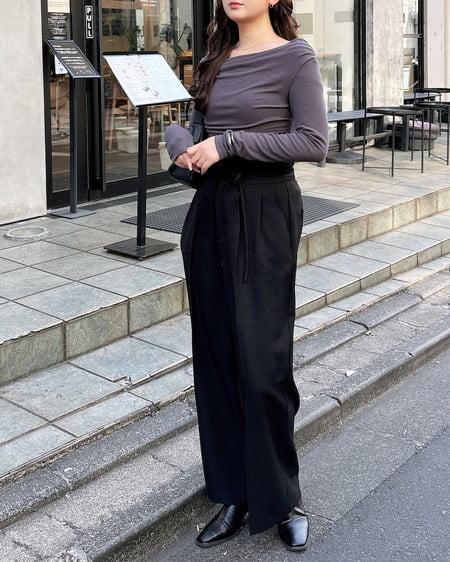 INGNI（イング） ギャザードレープトップス ﾁｬｺｰﾙｸﾞﾚｰ