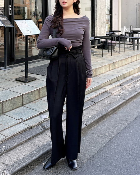 INGNI（イング） ギャザードレープトップス ﾁｬｺｰﾙｸﾞﾚｰ