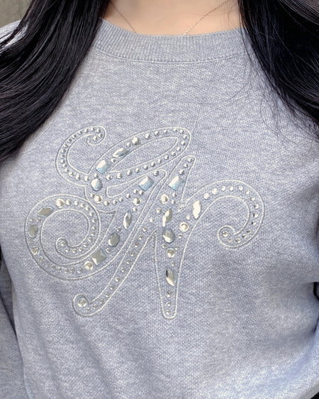 INGNI（イング） イニシャルビジューロゴニット ｸﾞﾚｰ