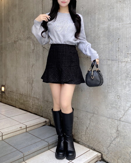 INGNI（イング） イニシャルビジューロゴニット ｸﾞﾚｰ