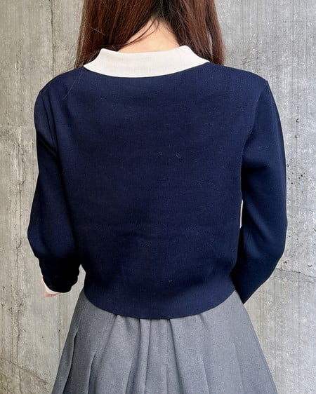 INGNI（イング） 襟付配色金ボタンニットカーディガン ｺﾝ/ｵﾌﾎﾜｲﾄ