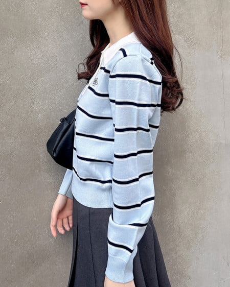 INGNI（イング） ショート丈ボーダーポロニット ｻｯｸｽ