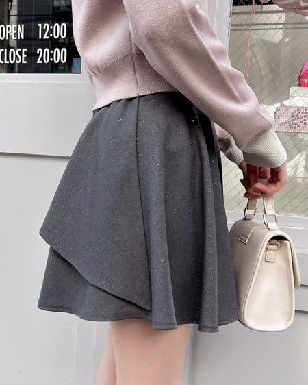 INGNI（イング） バックリボンラメフレアスカパン ｸﾞﾚｰ