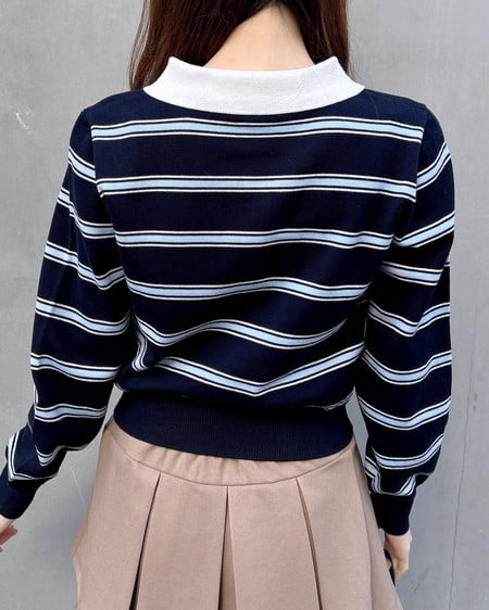 INGNI（イング） ショート丈ボーダーポロニット ｺﾝ