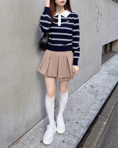 INGNI（イング） ショート丈ボーダーポロニット ｺﾝ