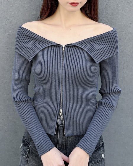 INGNI（イング） 襟付オフショルニットカーディガン ｺﾝ