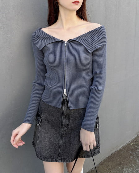 INGNI（イング） 襟付オフショルニットカーディガン ｺﾝ