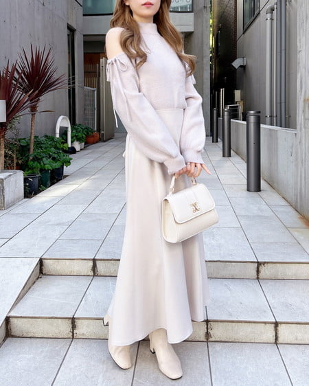 INGNI（イング） バックリボンマーメイドスカート ﾗｲﾄﾍﾞｰｼﾞｭ