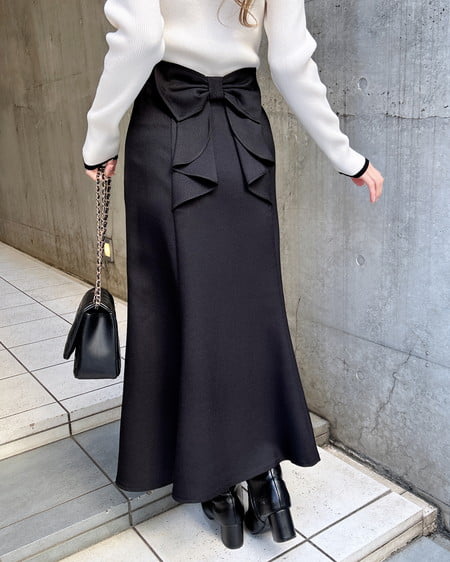 INGNI（イング） バックリボンマーメイドスカート ｸﾛ