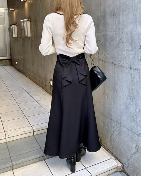 INGNI（イング） バックリボンマーメイドスカート ｸﾛ