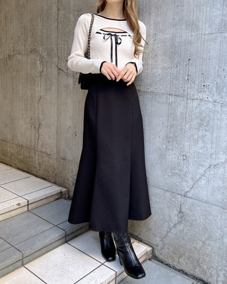 INGNI（イング） バックリボンマーメイドスカート ｸﾛ