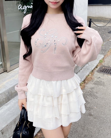 INGNI（イング） イニシャルビジューロゴニット ﾋﾟﾝｸ