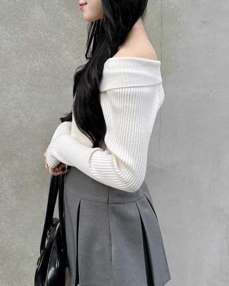 INGNI(イング) 襟付オフショルニットカーディガン オフホワイト