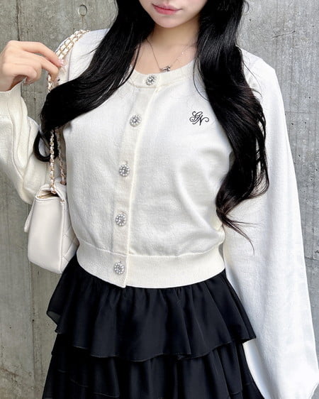 INGNI（イング） ビジューボタンニットカーディガン ｵﾌﾎﾜｲﾄ