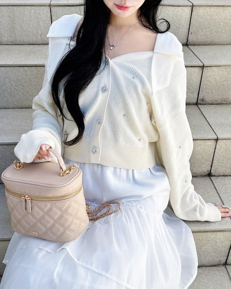 INGNI（イング） 肩リボン装飾付ニットカーディガン ｱｲﾎﾞﾘｰ