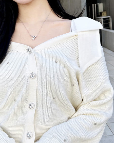 INGNI（イング） 肩リボン装飾付ニットカーディガン ｱｲﾎﾞﾘｰ