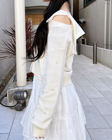 INGNI（イング） 肩リボン装飾付ニットカーディガン ｱｲﾎﾞﾘｰ