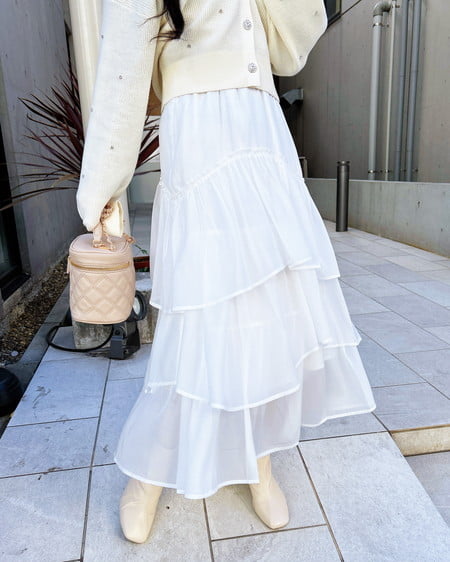 INGNI（イング） シアーティアードスカート ｵﾌﾎﾜｲﾄ