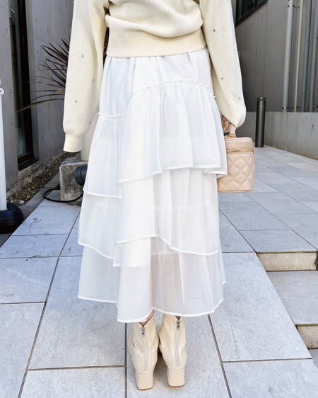 INGNI（イング） シアーティアードスカート ｵﾌﾎﾜｲﾄ