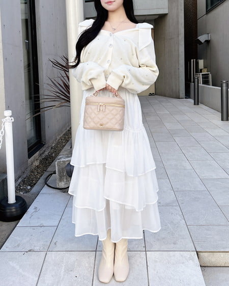 INGNI（イング） シアーティアードスカート ｵﾌﾎﾜｲﾄ