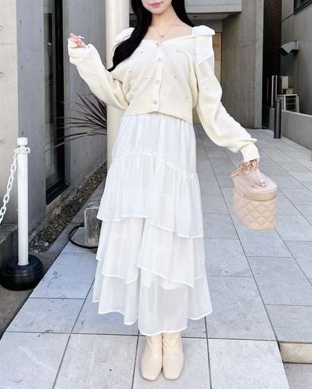 INGNI（イング） シアーティアードスカート ｵﾌﾎﾜｲﾄ