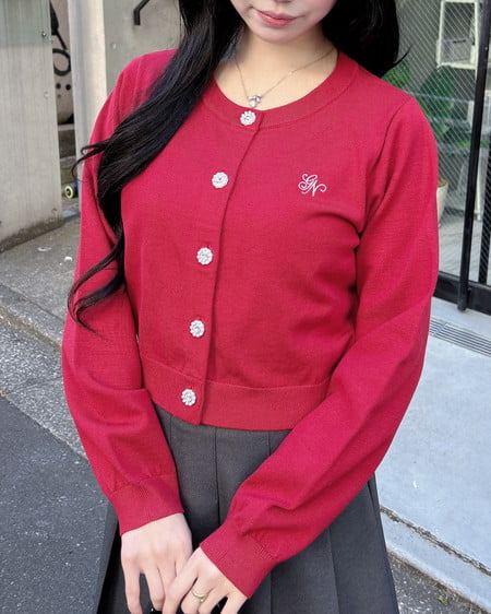 INGNI（イング） ビジューボタンニットカーディガン ｱｶ