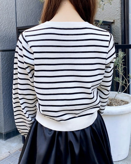 INGNI（イング） ビジューボタンニットカーディガン ｵﾌｸﾛ/ﾎﾞｰﾀﾞｰ