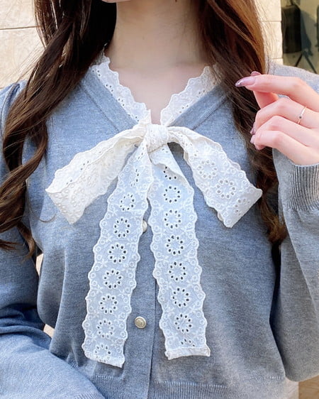 INGNI（イング） レースボウタイニット ｸﾞﾚｰ