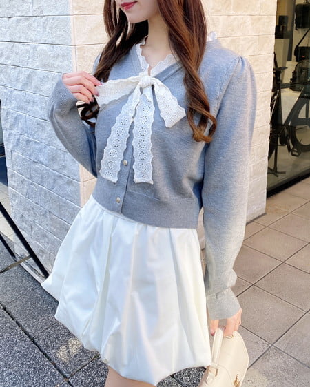 INGNI（イング） レースボウタイニット ｸﾞﾚｰ