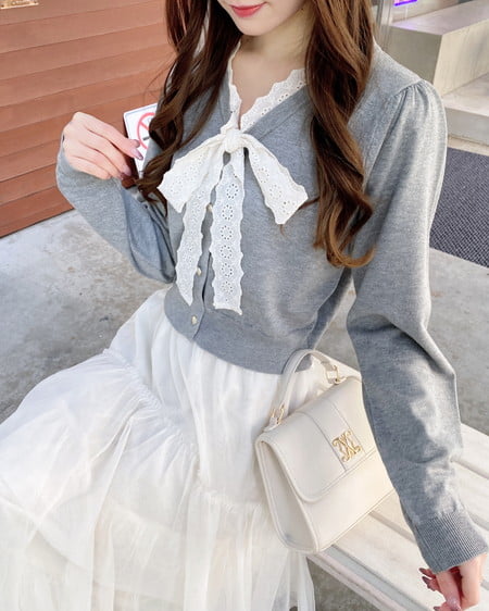 INGNI（イング） レースボウタイニット ｸﾞﾚｰ