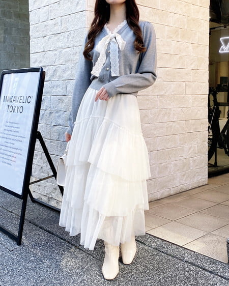 INGNI（イング） レースボウタイニット ｸﾞﾚｰ