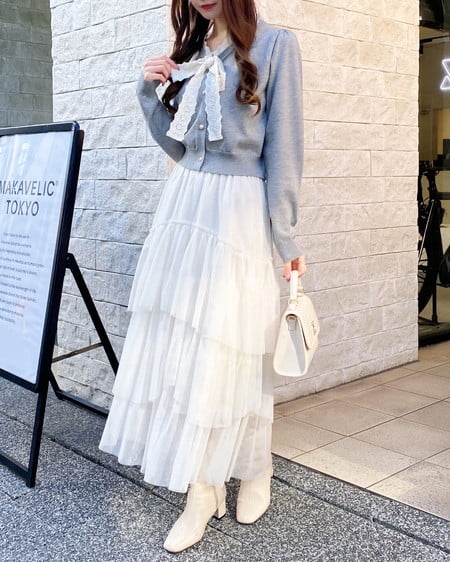 INGNI（イング） レースボウタイニット ｸﾞﾚｰ