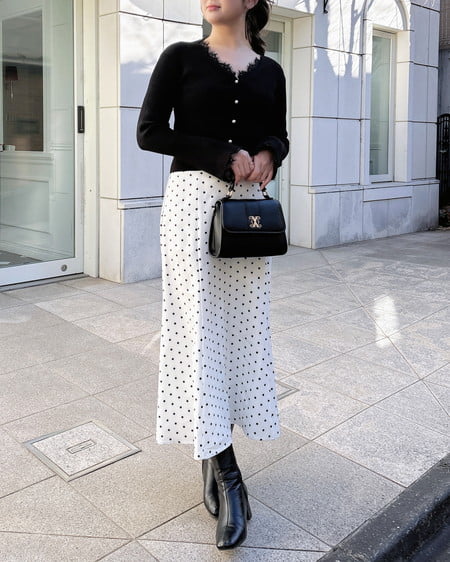 INGNI（イング） レースリブニットカーディガン ｸﾛ