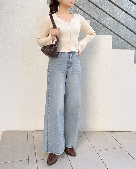 INGNI(イング) レースリブニットカーディガン アイボリー