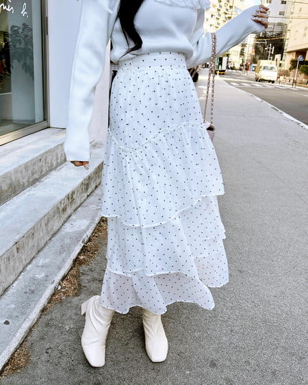 INGNI（イング） シアーティアードスカート ﾄﾞｯﾄ