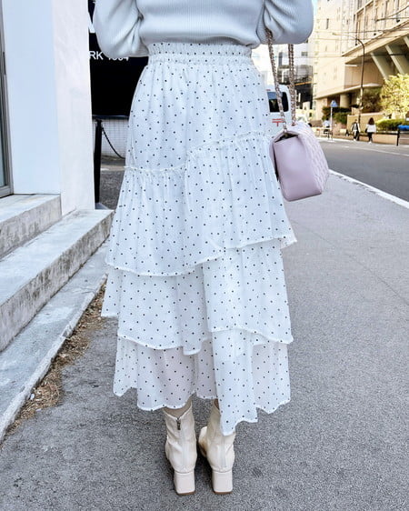 INGNI（イング） シアーティアードスカート ﾄﾞｯﾄ