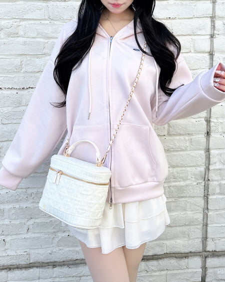 INGNI（イング） 胸プレート付ダンボールダブルジップパーカー ﾗｲﾄﾋﾟﾝｸ