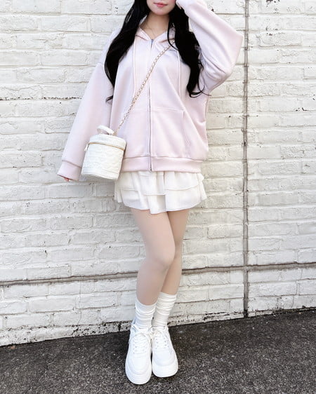 INGNI（イング） 胸プレート付ダンボールダブルジップパーカー ﾗｲﾄﾋﾟﾝｸ