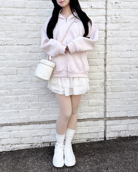 INGNI（イング） 胸プレート付ダンボールダブルジップパーカー ﾗｲﾄﾋﾟﾝｸ