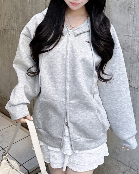 INGNI（イング） 胸プレート付ダンボールダブルジップパーカー ｸﾞﾚｰ