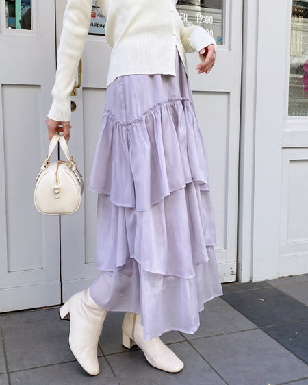 INGNI（イング） シアーティアードスカート ｸﾞﾚｰ