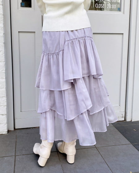 INGNI（イング） シアーティアードスカート ｸﾞﾚｰ