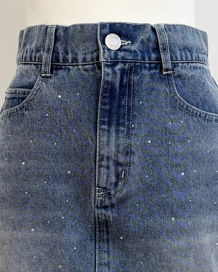 INGNI（イング） ラインストーンデニムミニスカート ﾃﾞﾆﾑ/ﾗｲﾄﾌﾞﾙｰ