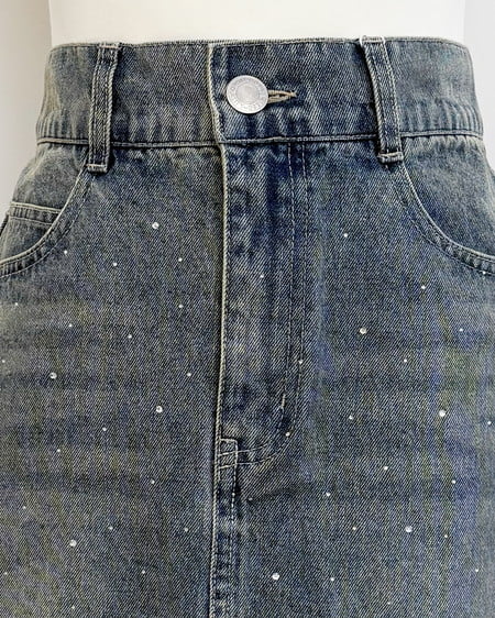 INGNI（イング） ラインストーンデニムミニスカート ﾃﾞﾆﾑ/ﾌﾞﾙｰ