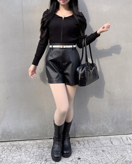 INGNI(イング) 襟付オフショルニットカーディガン クロ