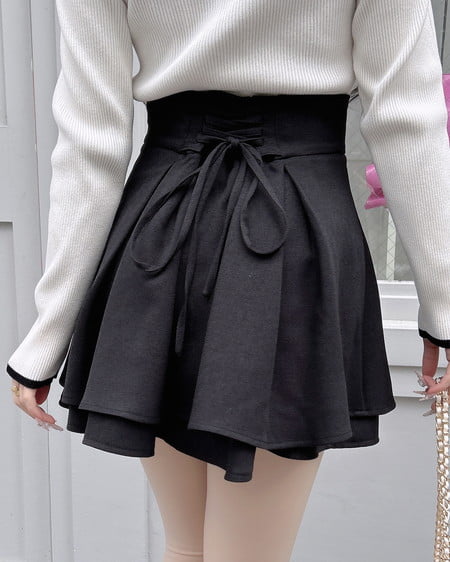 INGNI（イング） バックレースアップタックフレアスカート ｸﾛ