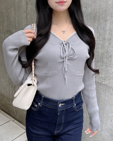 INGNI（イング） フロントギャザーニット ｸﾞﾚｰ